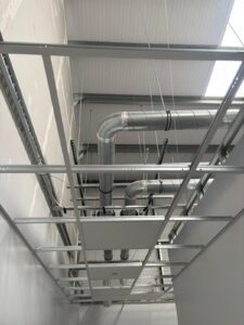Ceiling piping in commercial building